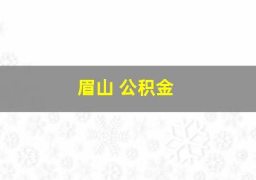 眉山 公积金